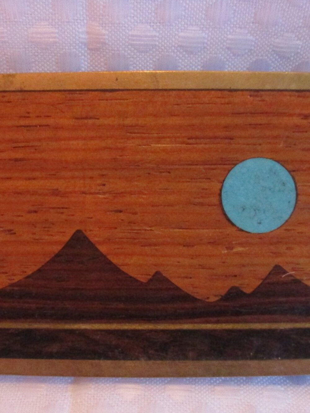Kenneth Reid Albuquerque NM Southwestern Turquoise  & Wood Inlaid Belt Buckle